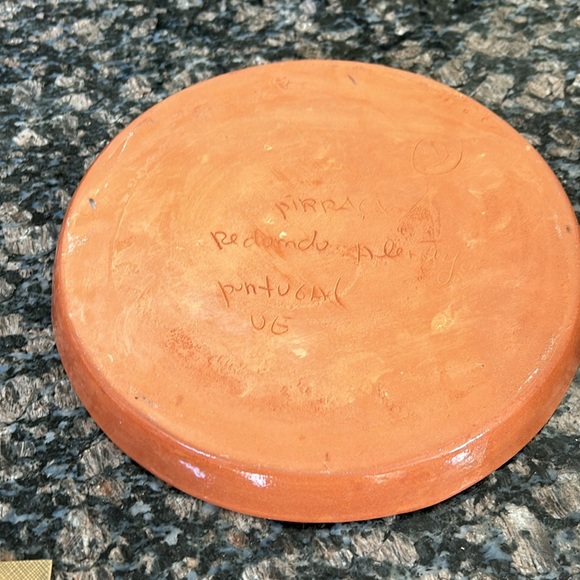 MADE IN PORTGUAL CLAY DIVIDED HAND PAINTED FLORAL DISH - Picture 4 of 4